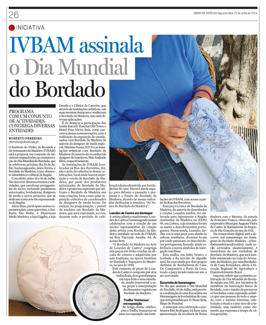 IVBAM assinala o Dia Mundial do Bordado