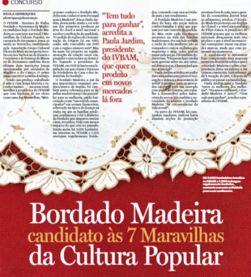 Bordado Madeira no concurso nacional / Maravilhas da Cultura Popular"