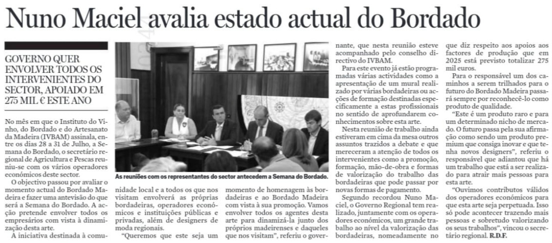 Nuno Maciel avalia estado atual do Bordado
