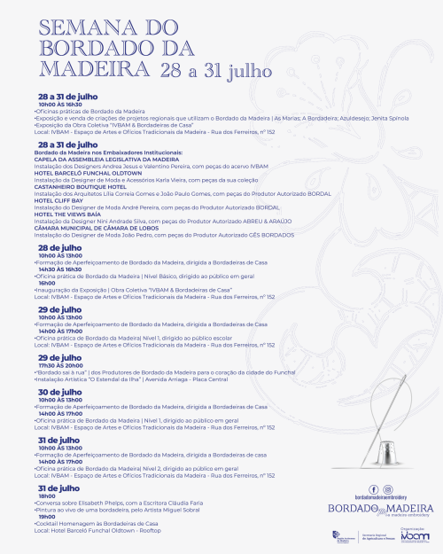 Semana do Bordado da Madeira - Programa